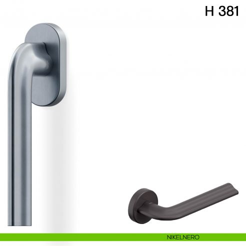 Maniglia per finestra martellina DK H 381 Valli collezione Fusital nikelnero