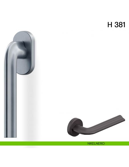 Maniglia per finestra martellina DK H 381 Valli collezione Fusital con rosetta fine nikelnero