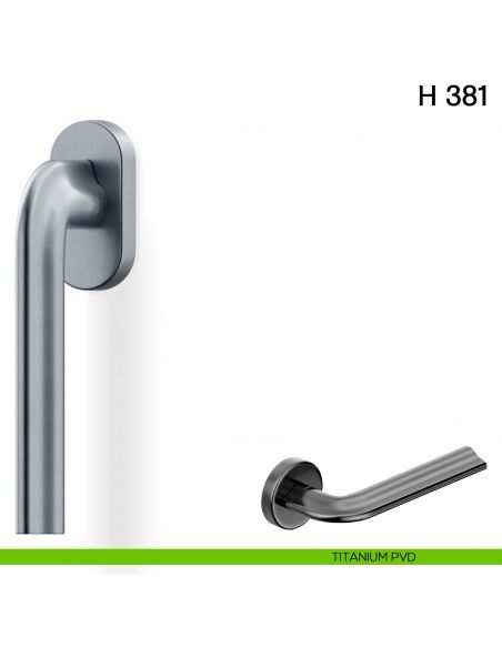 Maniglia per finestra martellina DK H 381 Valli collezione Fusital con rosetta fine titanium pvd