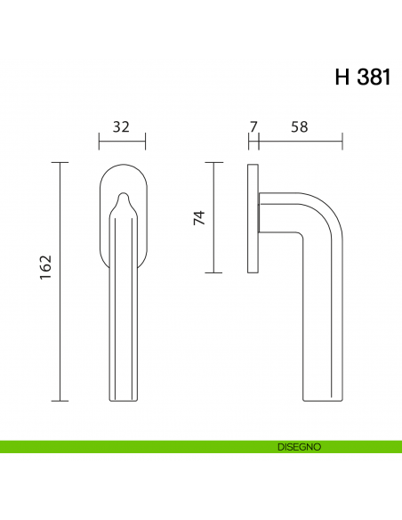 Maniglia per finestra martellina DK H 381 Valli collezione Fusital con rosetta fine disegno