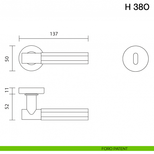 Maniglia per porta H 380 Valli collezione Fusital foro patent