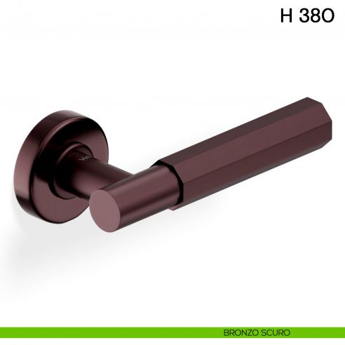 Maniglia per porta H 380 Valli collezione Fusital con rosetta fine bronzo scuro