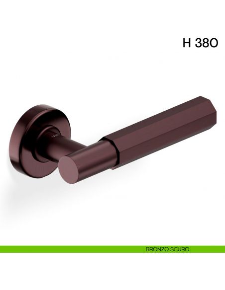 Maniglia per porta H 380 Valli collezione Fusital con rosetta fine bronzo scuro