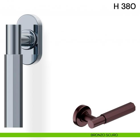 Maniglia per finestra martellina DK H 380 Valli collezione Fusital bronzo scuro