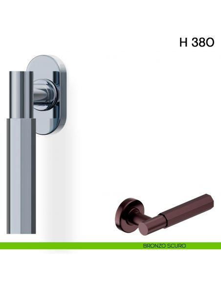 Maniglia per finestra martellina DK H 380 Valli collezione Fusital bronzo scuro
