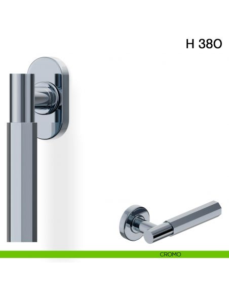 Maniglia per finestra martellina DK H 380 Valli collezione Fusital cromo
