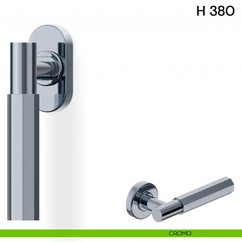 Maniglia per finestra martellina DK H 380 Valli collezione Fusital con rosetta fine cromo