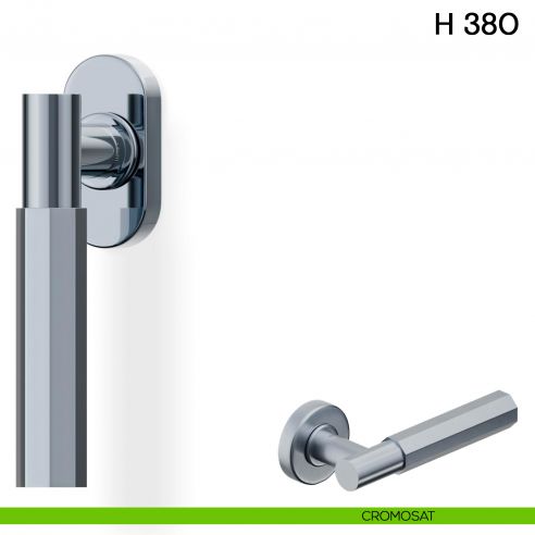 Maniglia per finestra martellina DK H 380 Valli collezione Fusital con rosetta fine cromosat