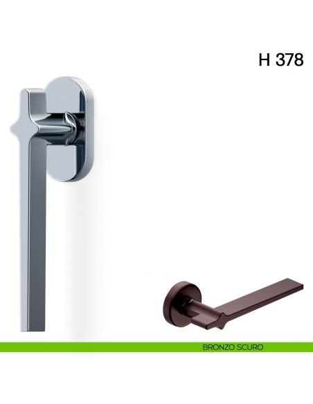 Maniglia per finestra martellina DK H 378 Valli collezione Fusital con rosette fine bronzo scuro