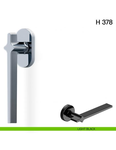 Maniglia per finestra martellina DK H 378 Valli collezione Fusital con rosette fine light black