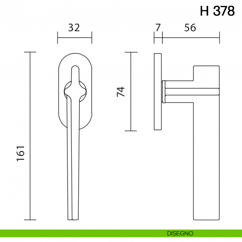 Maniglia per finestra martellina DK H 378 Valli collezione Fusital con rosette fine disegno