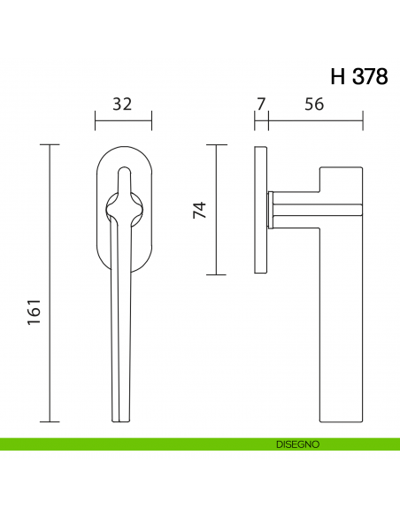 Maniglia per finestra martellina DK H 378 Valli collezione Fusital con rosette fine disegno