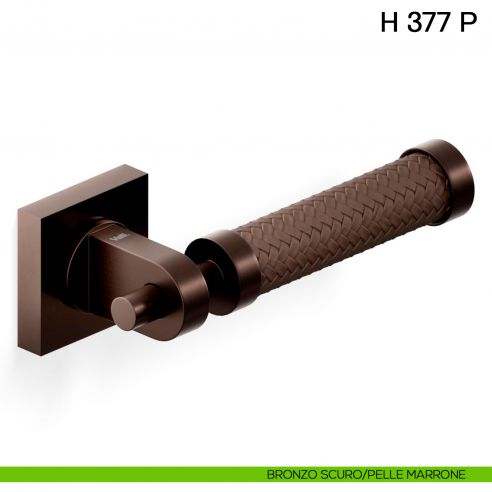 Maniglia in pelle per porta in H 377 P Valli collezione Fusital bronzo scuro - pelle marrone