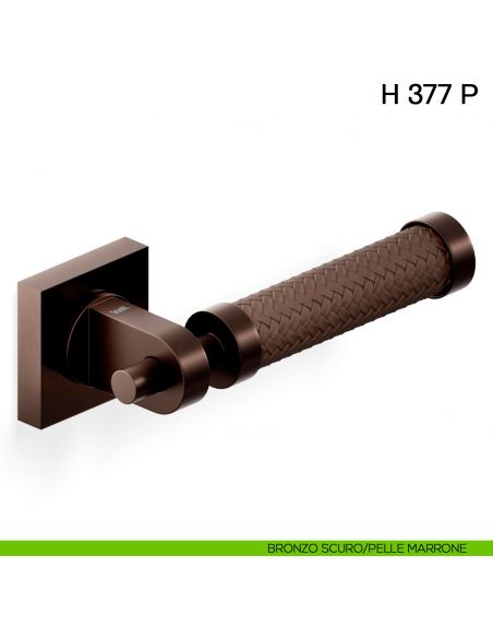 Maniglia in pelle per porta in H 377 P Valli collezione Fusital bronzo scuro - pelle marrone