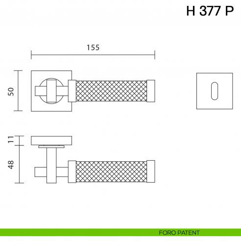 Maniglia in pelle per porta in H 377 P Valli collezione Fusital foro patent