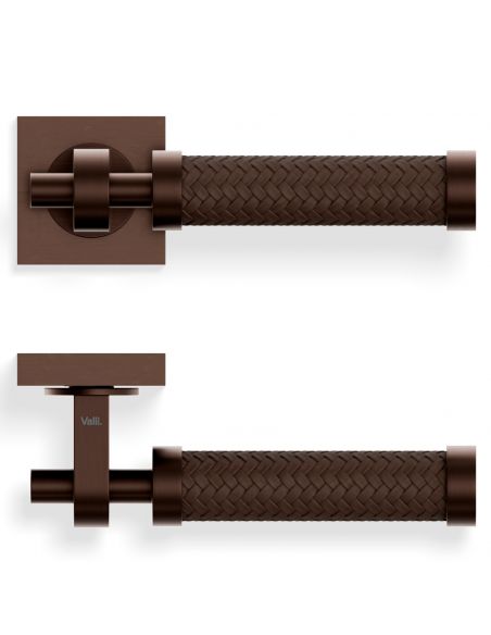 Maniglia in pelle per porta in H 377 P Valli collezione Fusital con rosetta fine