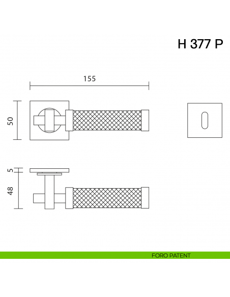 Maniglia in pelle per porta in H 377 P Valli collezione Fusital con rosetta fine foro patent