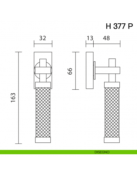 Maniglia in pelle per finestra martellina DK H 377 P Valli collezione Fusital disegno