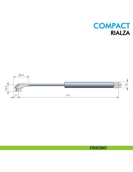 Pistone a gas Ferramenta Livenza Compact rialza frizionata lunghezza 244 mm - disegno