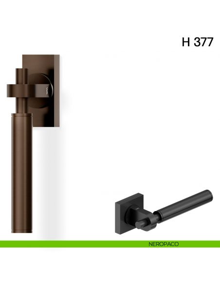 Maniglia per finestra martellina DK H 377 Valli collezione Fusital con rosetta fine neropaco