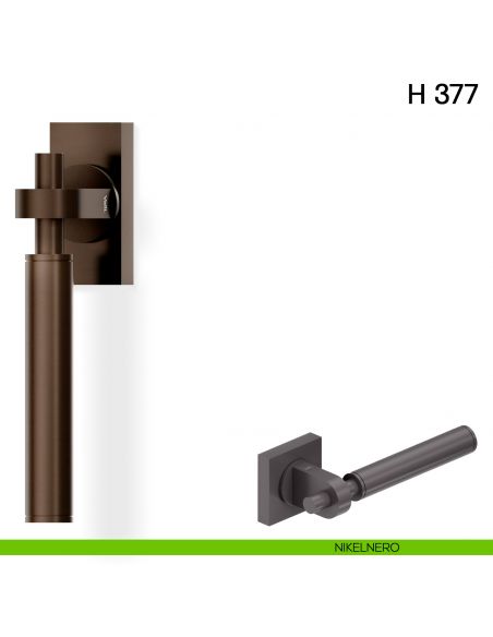 Maniglia per finestra martellina DK H 377 Valli collezione Fusital con rosetta fine nikelnero