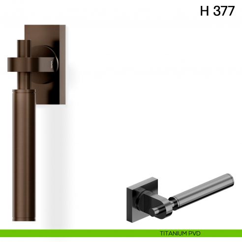 Maniglia per finestra martellina DK H 377 Valli collezione Fusital con rosetta fine titanium pvd