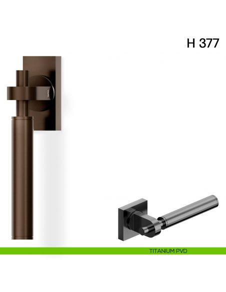 Maniglia per finestra martellina DK H 377 Valli collezione Fusital con rosetta fine titanium pvd