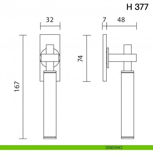 Maniglia per finestra martellina DK H 377 Valli collezione Fusital con rosetta fine disegno