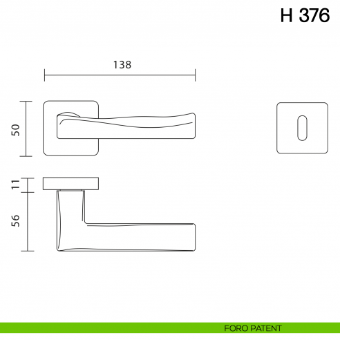 Maniglia per porta H 376 Valli collezione Fusital foro patent