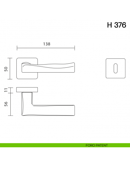 Maniglia per porta H 376 Valli collezione Fusital foro patent