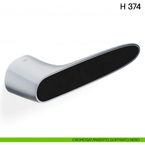 Maniglia per porta H 374 Valli collezione Fusital cromosat-inserto goffrato nero
