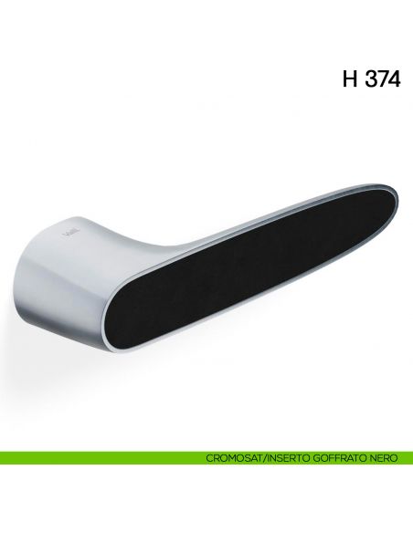 Maniglia per porta H 374 Valli collezione Fusital cromosat-inserto goffrato nero