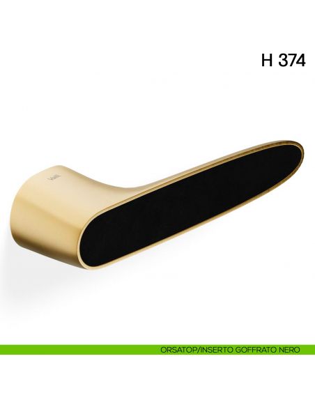 Maniglia per porta H 374 Valli collezione Fusital orsatop-inserto goffrato nero