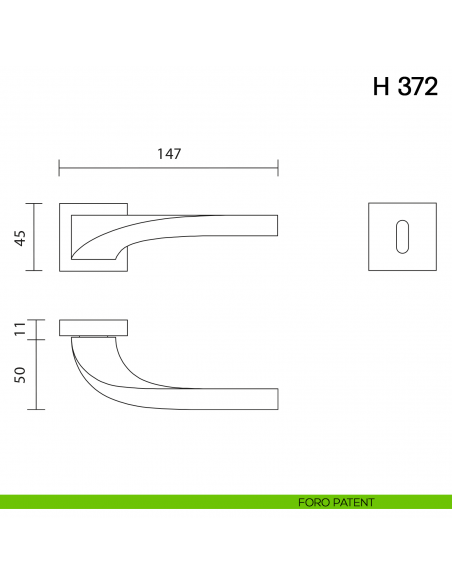 Maniglia per porta H 372 Valli collezione Fusital foro patent