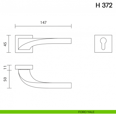 Maniglia per porta H 372 Valli collezione Fusital foro yale