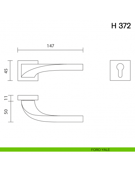 Maniglia per porta H 372 Valli collezione Fusital foro yale