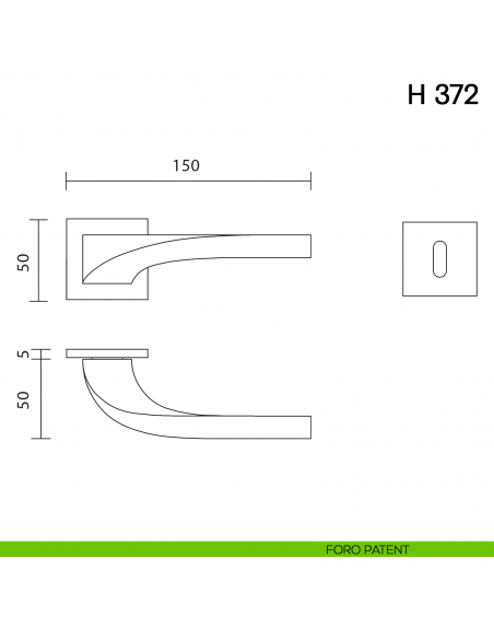 Maniglia per porta H 372 Valli collezione Fusital con rosetta fine foro patent