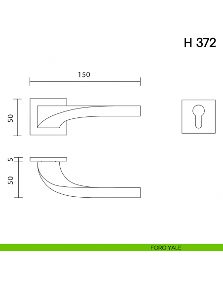 Maniglia per porta H 372 Valli collezione Fusital con rosetta fine foro yale