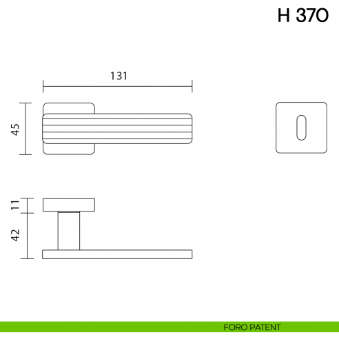 Maniglia per porta H 370 Valli collezione Fusital foro patent