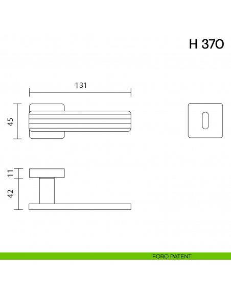 Maniglia per porta H 370 Valli collezione Fusital foro patent
