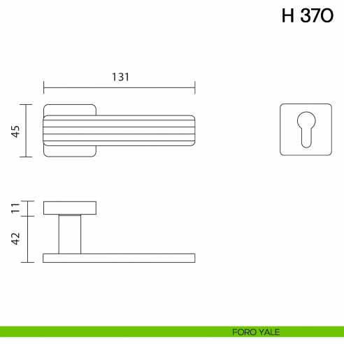 Maniglia per porta H 370 Valli collezione Fusital foro yale