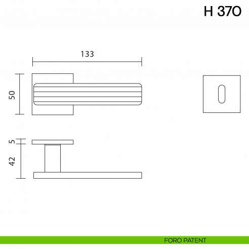 Maniglia per porta H 370 Valli collezione Fusital con rosetta fine foro patent
