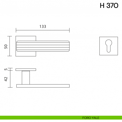 Maniglia per porta H 370 Valli collezione Fusital con rosetta fine foro yale