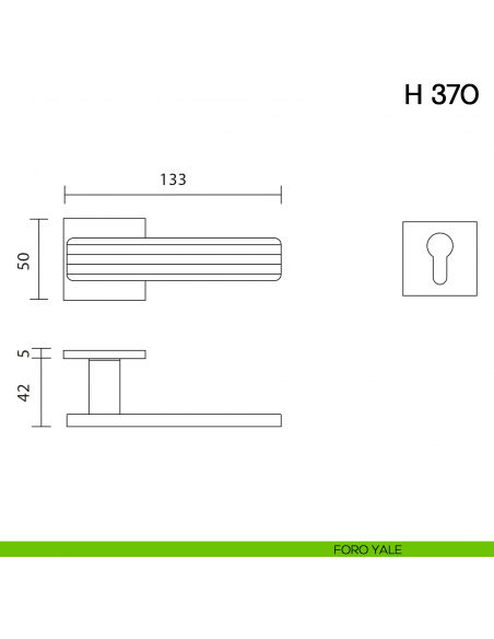 Maniglia per porta H 370 Valli collezione Fusital con rosetta fine foro yale