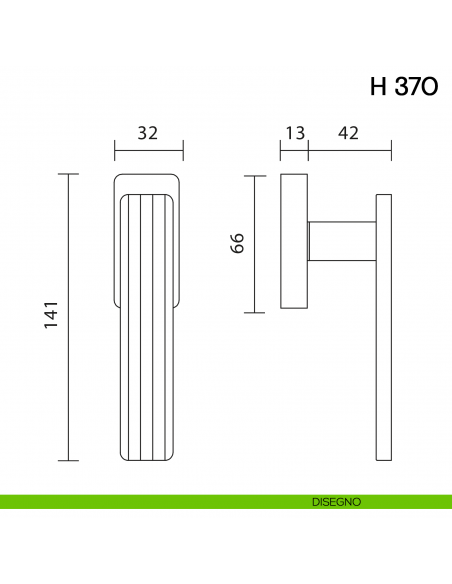 Maniglia per finestra martellina DK H 370 Valli collezione Fusital disegno