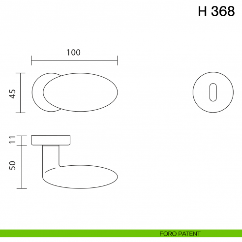 Maniglia per porta H 368 Valli collezione Fusital foro patent