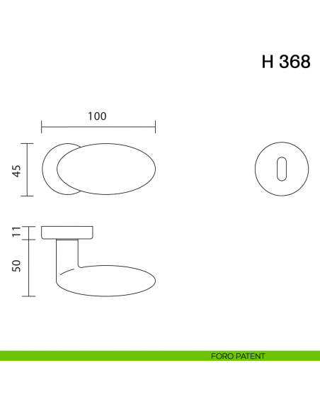 Maniglia per porta H 368 Valli collezione Fusital foro patent