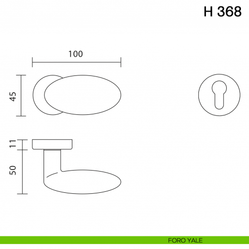 Maniglia per porta H 368 Valli collezione Fusital foro yale