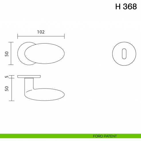 Maniglia per porta H 368 Valli collezione Fusital con rosetta fine foro patent
