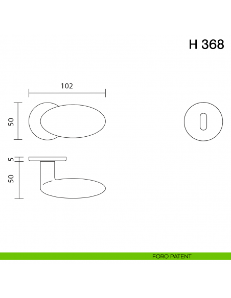 Maniglia per porta H 368 Valli collezione Fusital con rosetta fine foro patent